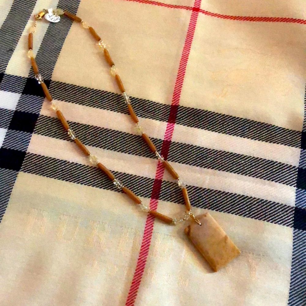 Custom Fossil Coral & Citrine necklace NWT